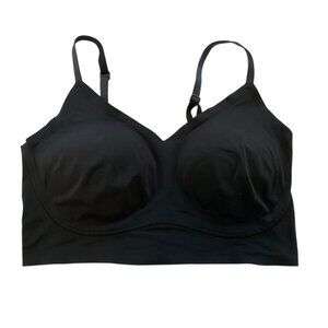 True & Co V Neck‎ Wireless Full Coverage Comfort Bra Black Size M